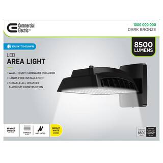 Commercial Electric 250W Equivalent Integrated LED Bronze Outdoor Commercial Wall Mount Area Light 8500 Lumens 4000K Dusk-to-Dawn GRD64-PC-4K-BZ