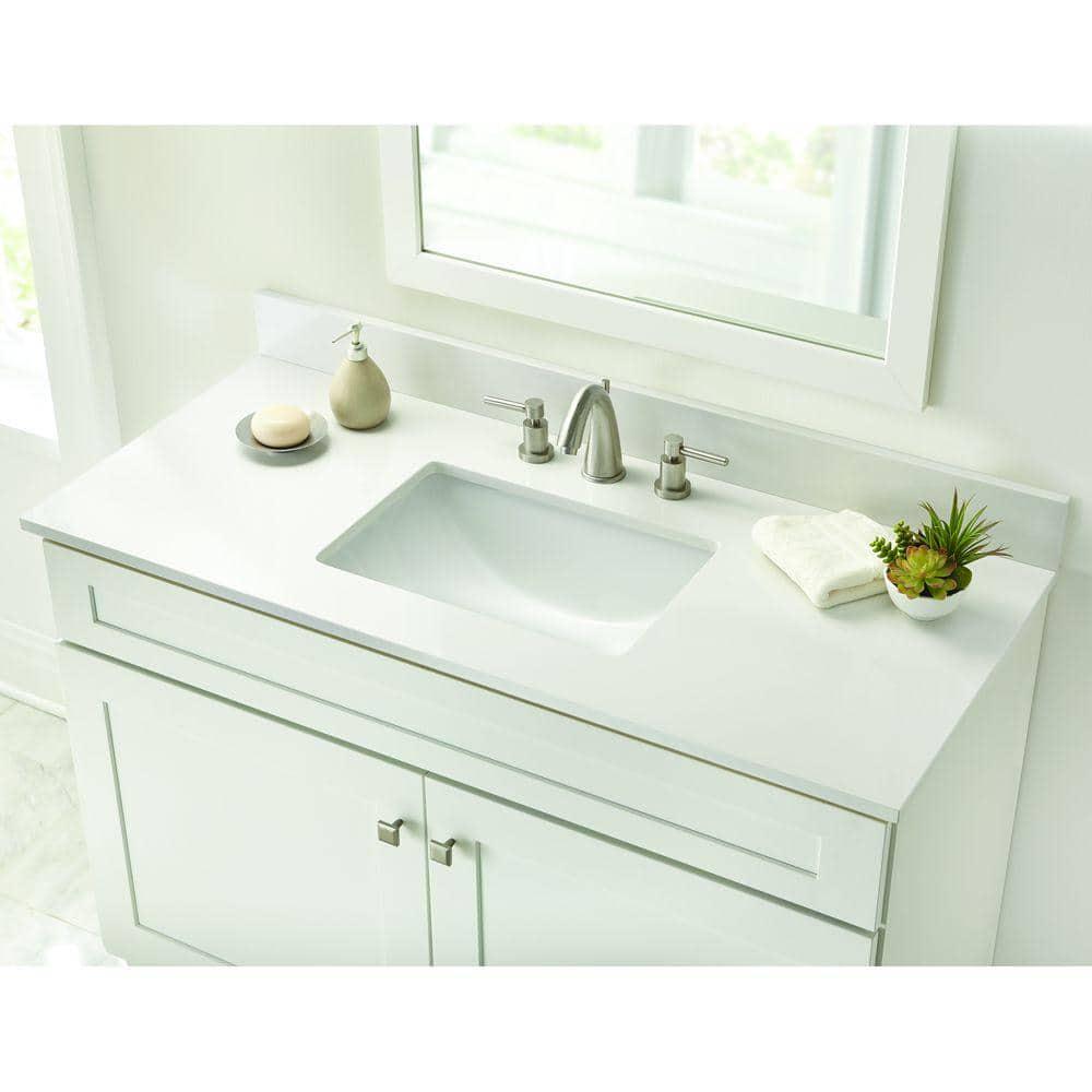 Home Decorators Collection 49 in W Engineered Marble Single Sink Vanity Top in Winter White