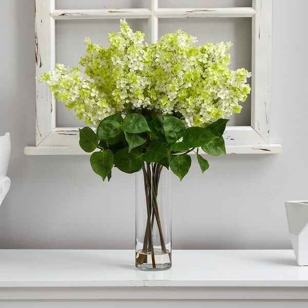 24 Artificial Lilac Arrangement with Cylinder Glass Vase