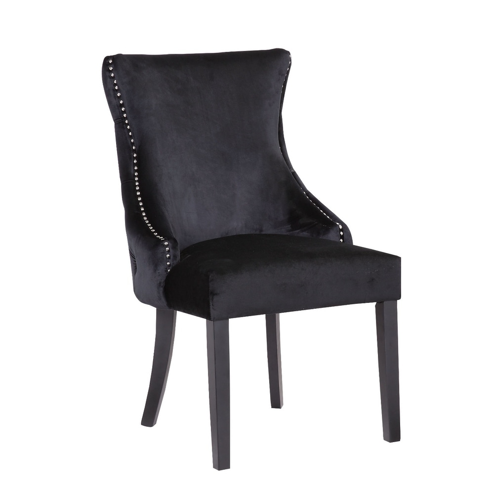 Modern Velvet Dining Chair With Wooden Legs  (Set of 2)