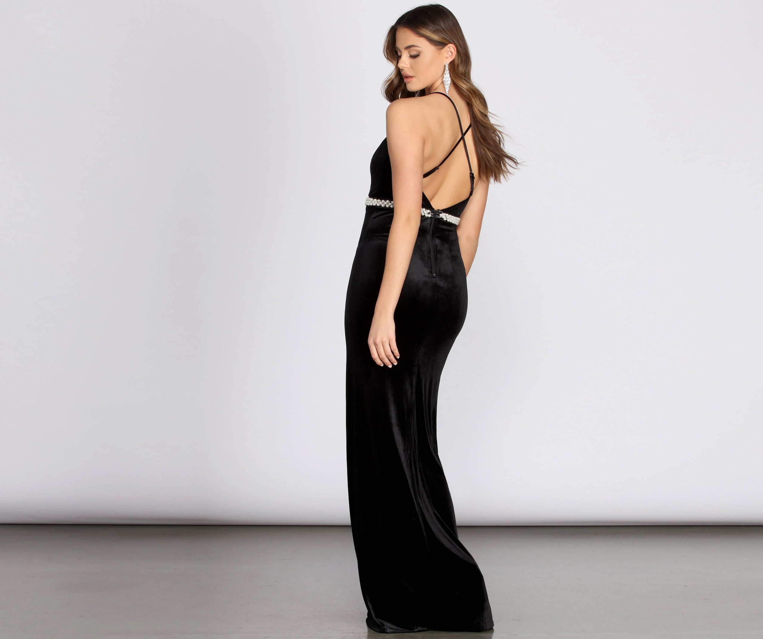 Cami Formal Velvet and Pearl Dress