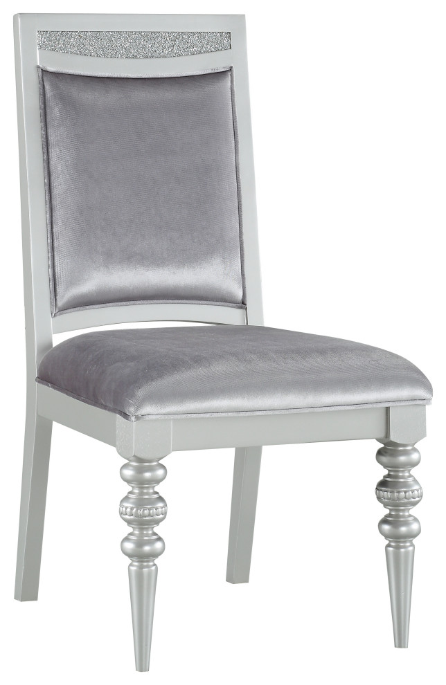 ACME Maverick Side Chair  Set 2  Fabric and Platinum   Traditional   Dining Chairs   by Homesquare  Houzz