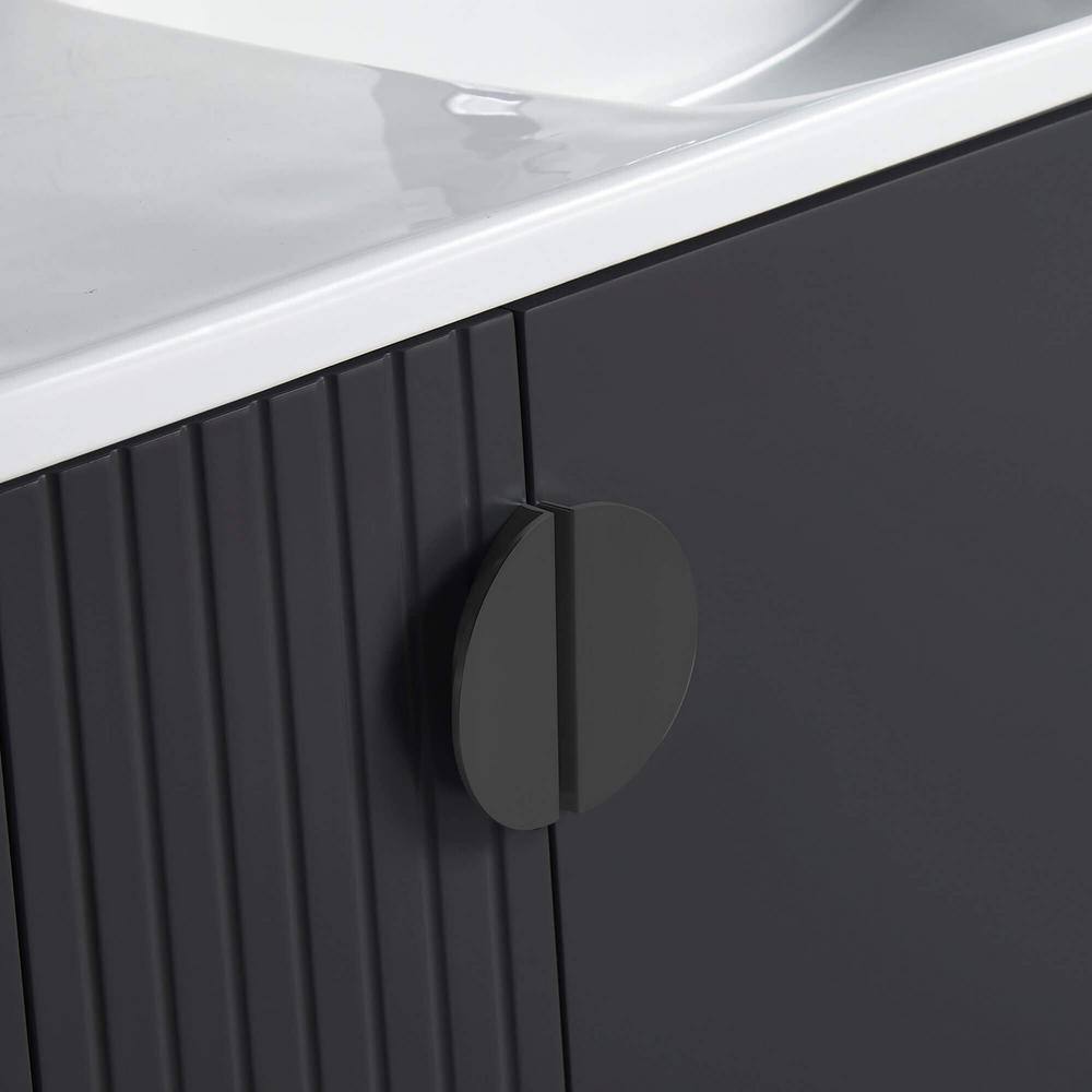 FINE FIXTURES Venezian 48 in. W x 18.11 in. D x 33 in. H Bathroom Vanity Side Cabinet in Black Matte with White Ceramic Top VN48BL-VNHA2BLD