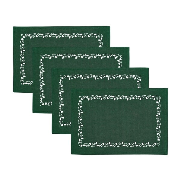 Holly Scroll Laser Cut Placemats，Set of 4