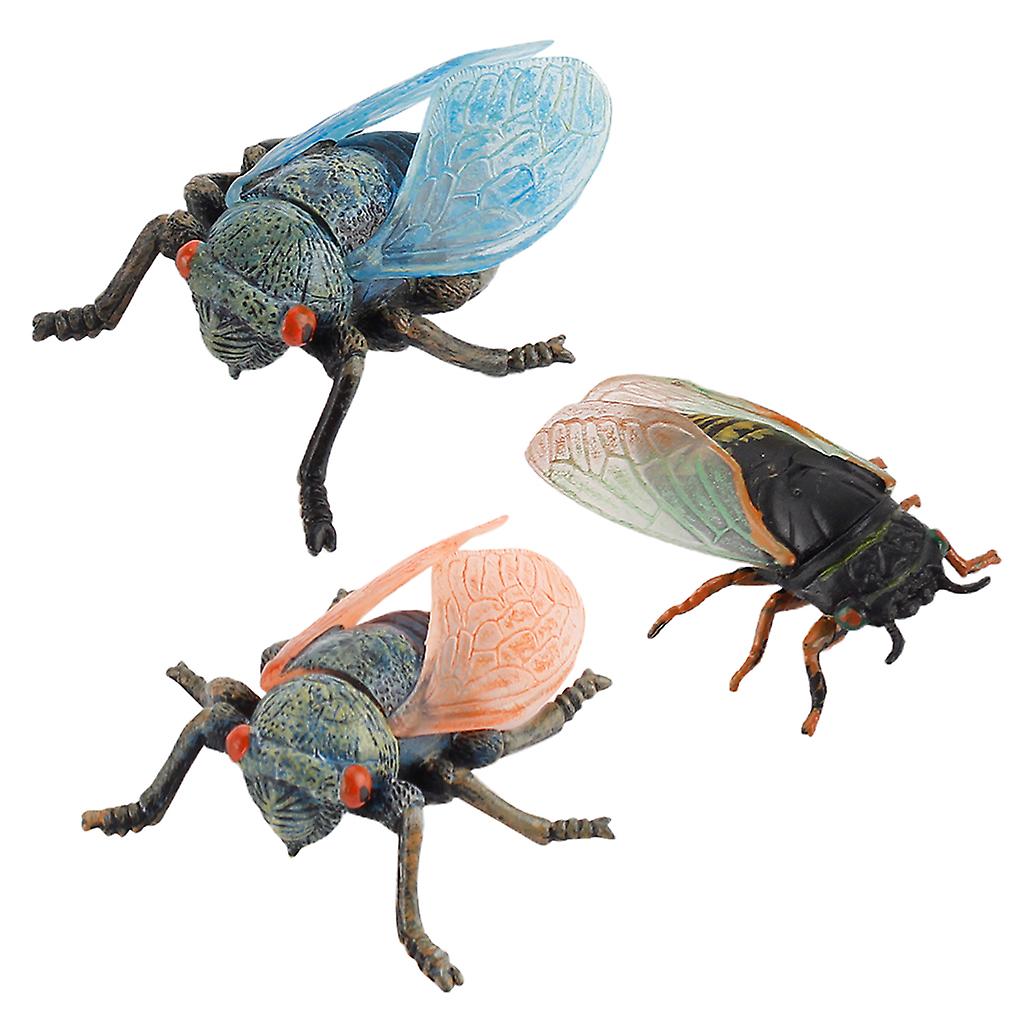 3pcs Mini Simulation Insects Model Cicada Education Toys Kids Gift Themed Party Favors