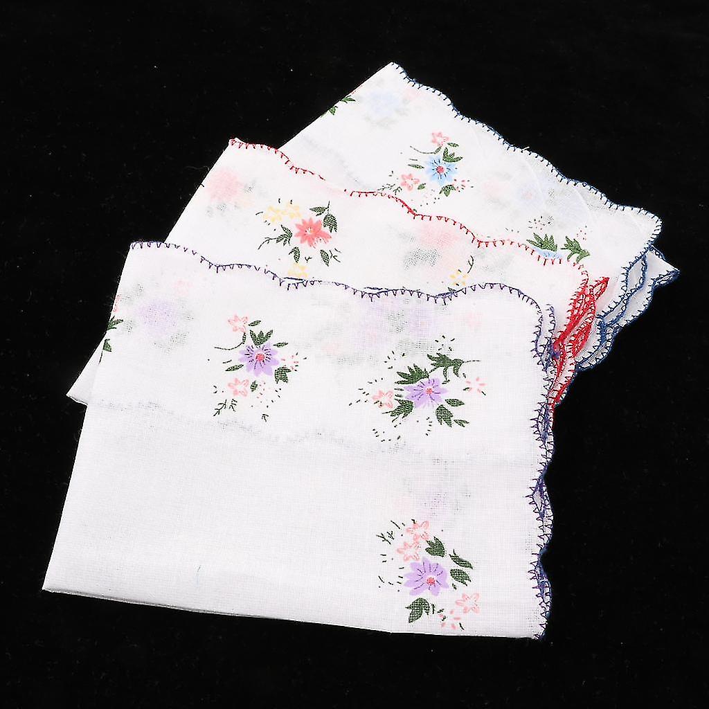 3pcs Womens Handkerchief Hankies Floral Embroidered Lace  Square Hanky