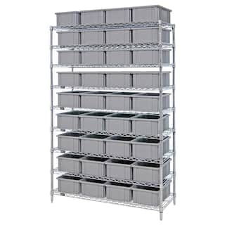 QUANTUM STORAGE SYSTEMS Millenia Gray 4-Tier Rust Proof Vented Plastic Polymer Industrial Shelving Unit (24 in. W x 86 in. H x 24 in. D) QP242486VS-4