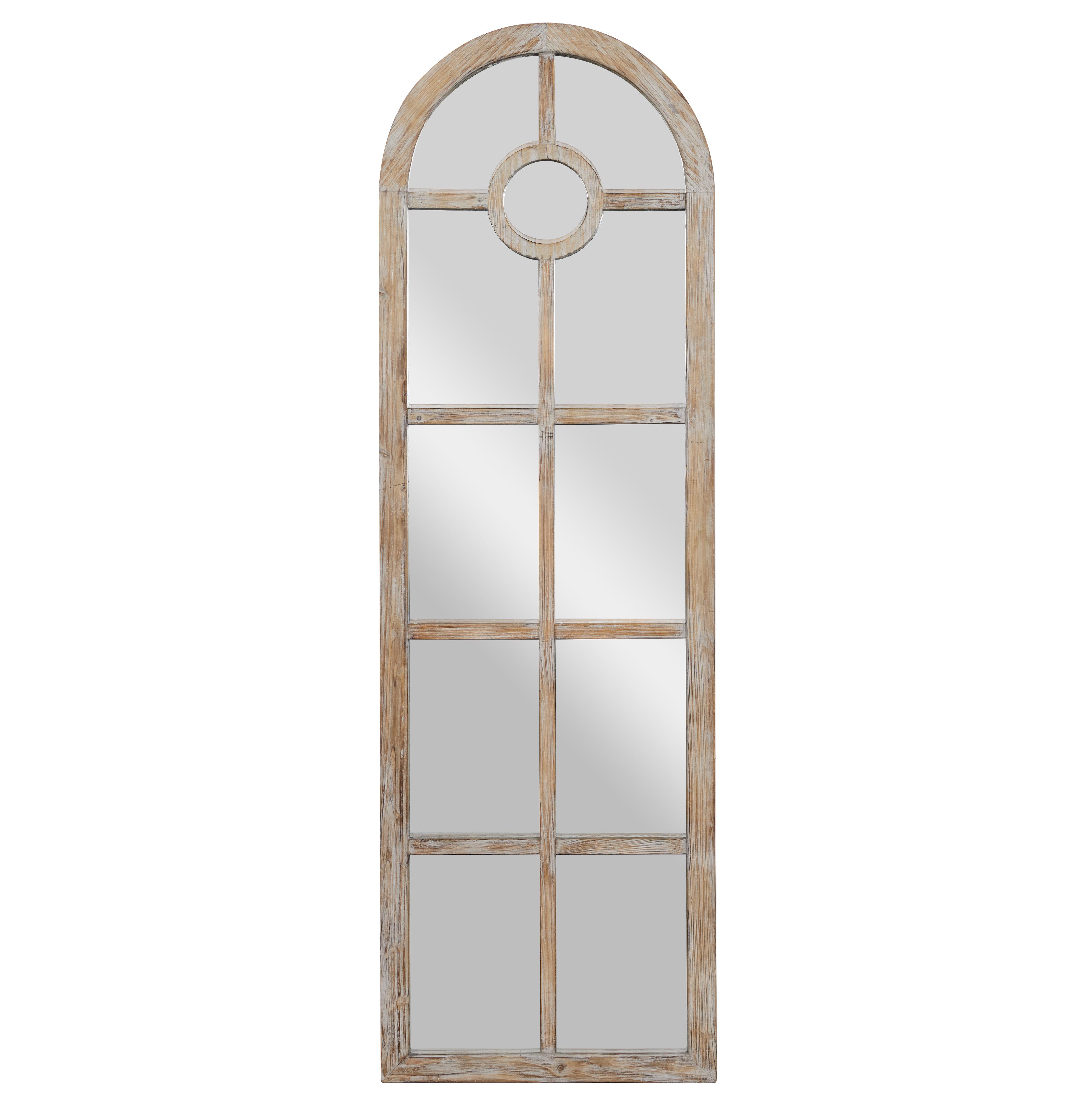 Brown Coastal Style Wood Wall Mirror 72 x 23