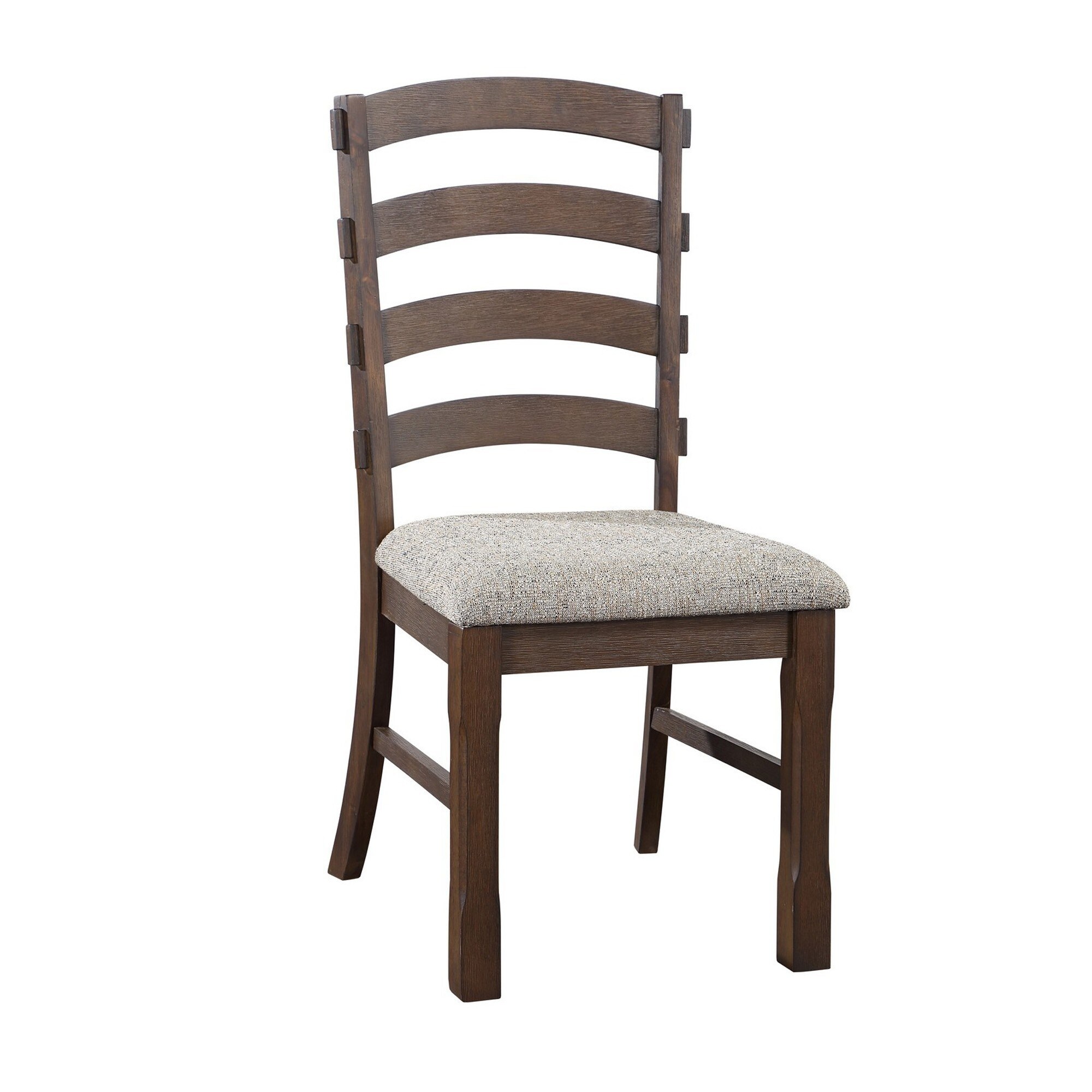 19 Inch Solid Wood Dining Chair， Curved Ladderback， Set of 2， Brown