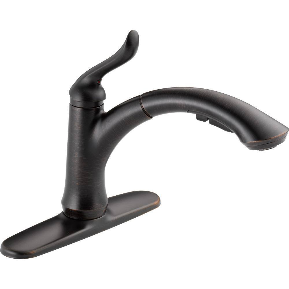 Delta Linden Single-Handle Pull-Out Sprayer Kitchen Faucet With Multi-Flow In Venetian Bronze 4353-RB-DST