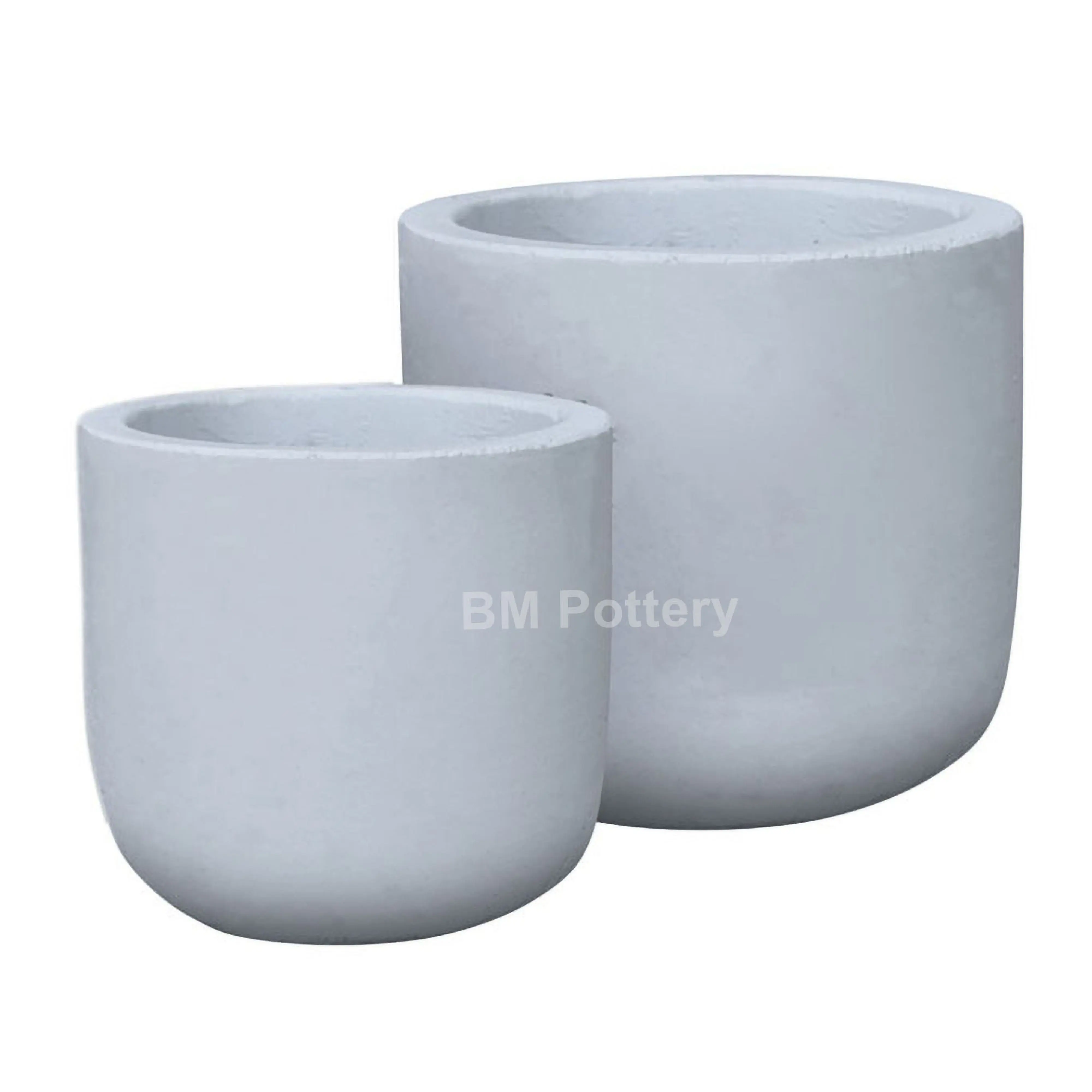 Modern Set of 2 Cement Light Natural Painted Pot Planters from Vietnam Indoor and Outdoor Pottery Garden Decor for plants