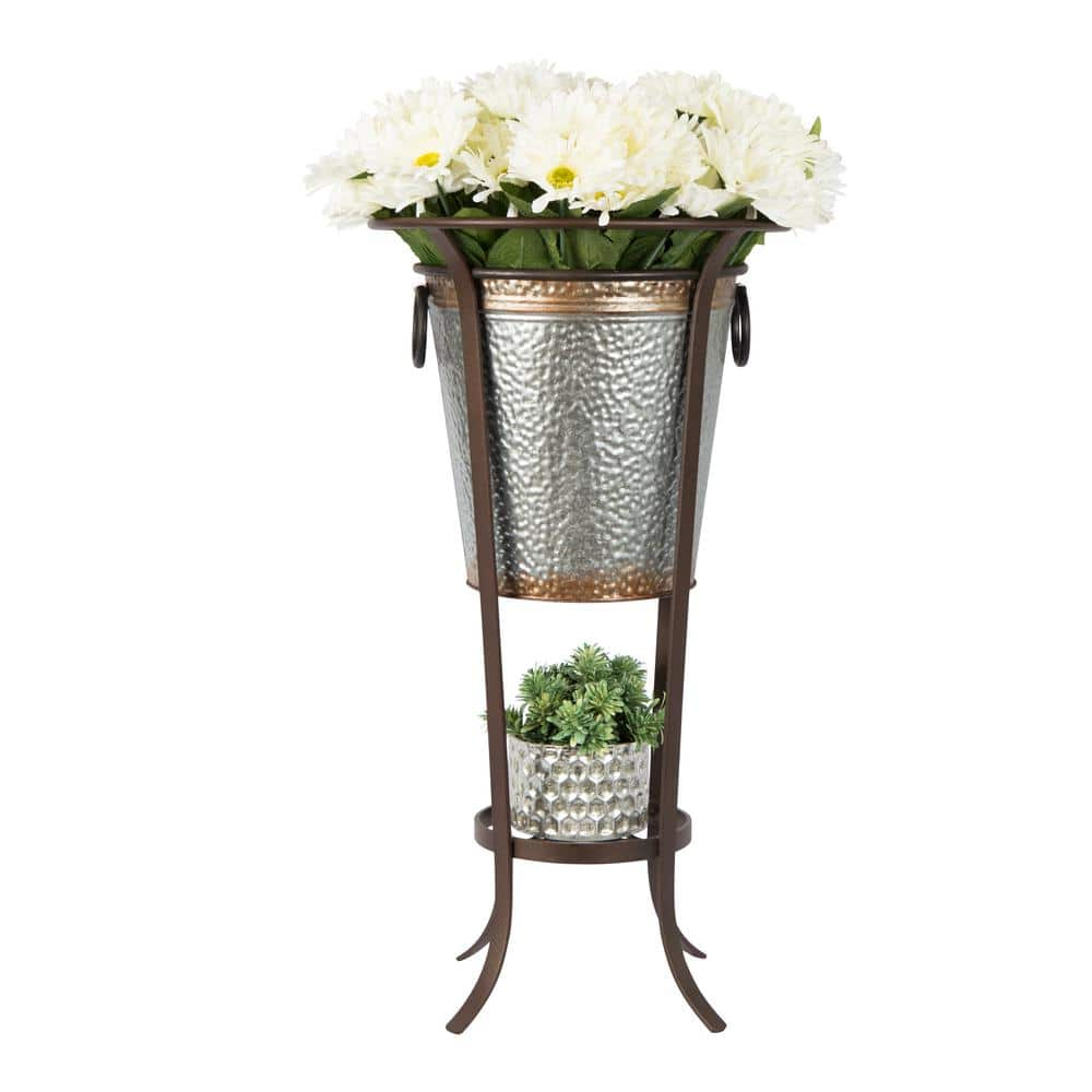 Achla Designs 28 in. Tall Roman Bronze Powder Coat Iron Tulip Plant Stand without Insert FB-19