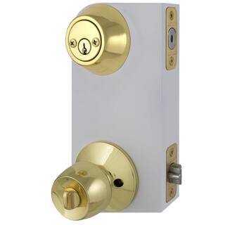 Defiant Brandywine Polished Brass Combo Pack with Double Cylinder Deadbolt 32B87D2B