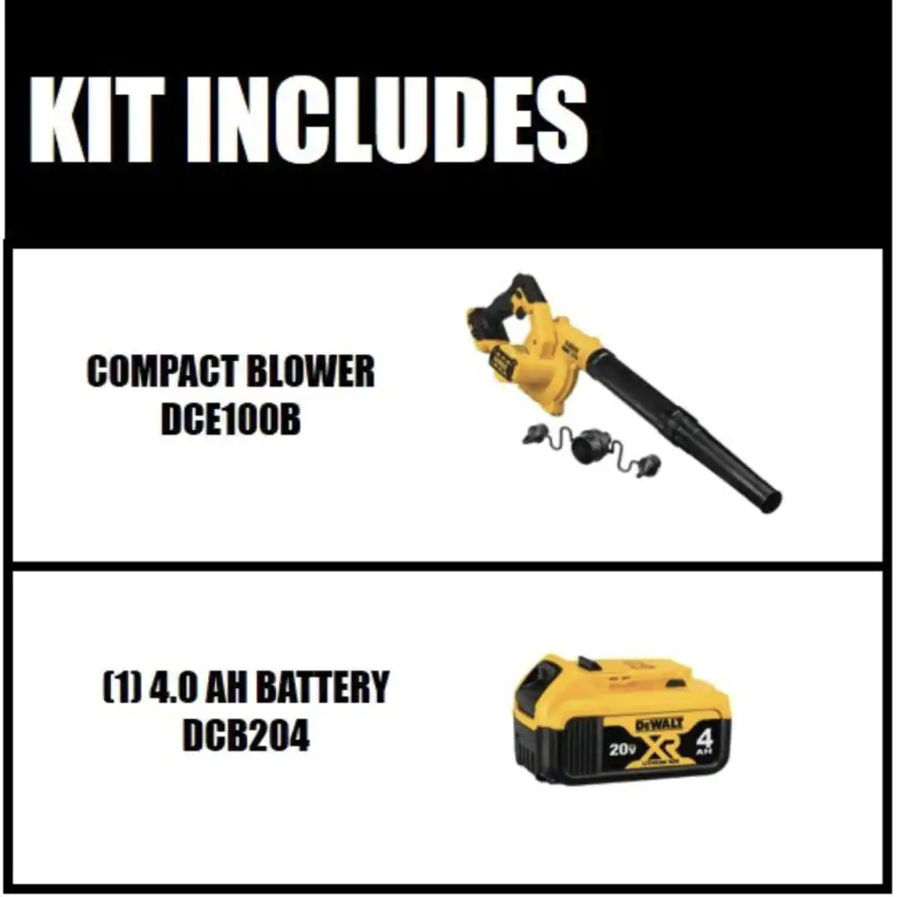 Dewalt 20-Volt MAX Cordless Compact Jobsite Blower 135 MPH 100 CFM with (1) 20-Volt 4.0Ah Battery (DCE100BW204)