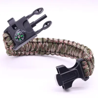 Paracord Bracelet Kit Outdoor Survival Bracelet Camping Hiking Gear with Compass  Fire Starter  Whistle and Emergency Knife