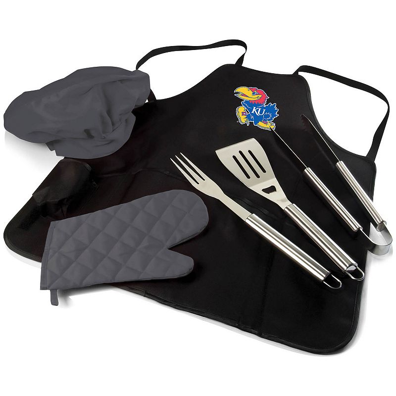 Picnic Time Kansas Jayhawks BBQ Apron Tote Pro Grill Set