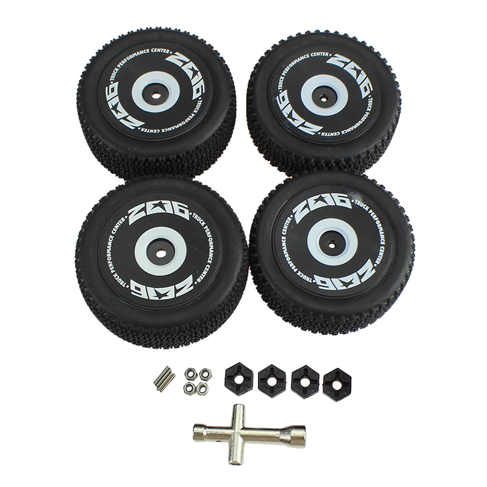 4 Pcs 1/12 Rc Car Rubber Front Rear Tire With Install Bolt M3 Screw Hex Sleeve For 124018 1/12 Rc Car Off-road Accessory