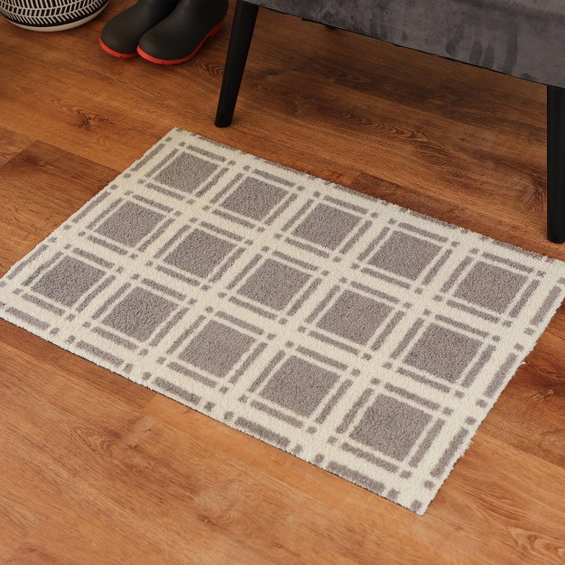 2 x27 x3 x27 Colorstar Prairie Grid Door Mat Gray Bungalow Flooring