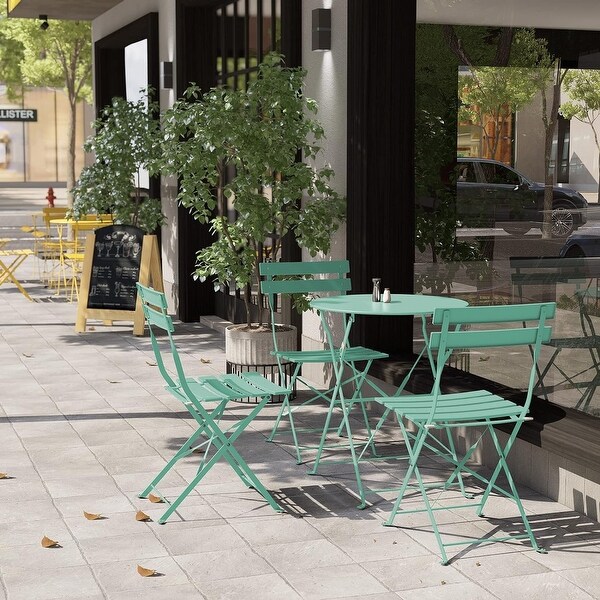 3Piece Bistro Set Folding Outdoor Furniture Sets with Premium Steel Frame Portable Design for Bistro and Balcony