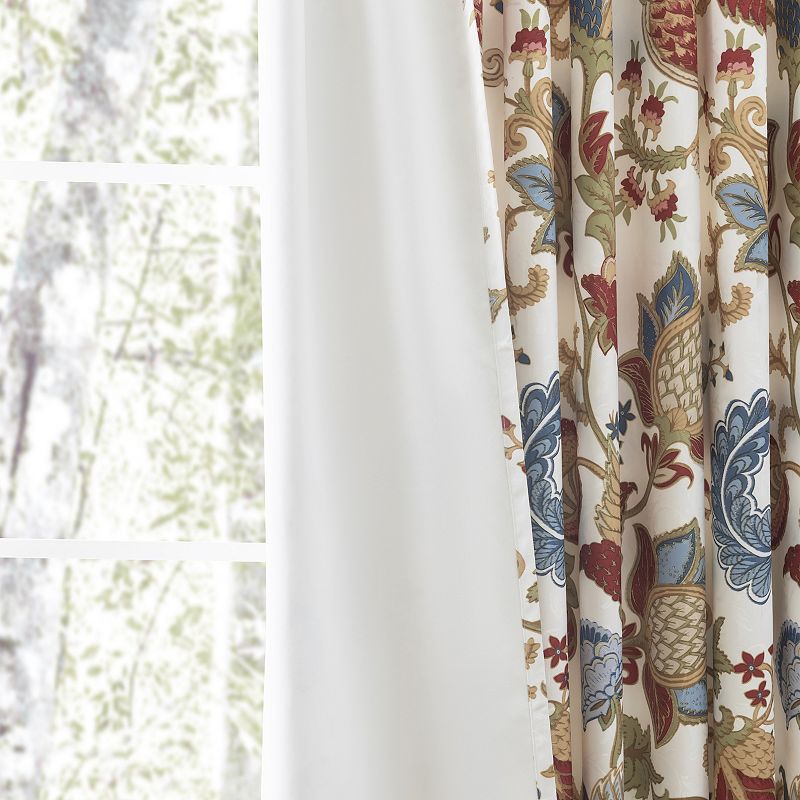 Ellis Cambridge Lined Jacquard Pinch Pleat Jacobean Floral Print Multicolor Drapery 2-Piece Curtain Panels