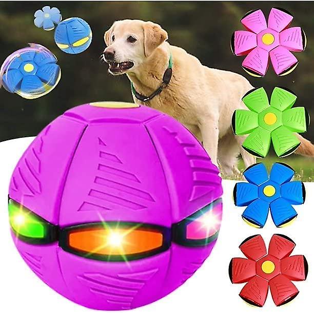 Saucer Ball For Dogs，pet Toys Dog Toys Strange Magic Flying Saucer Ball Magic Decompression Deformation Foot Stomp Light-emitting Venting Stomp Ball F