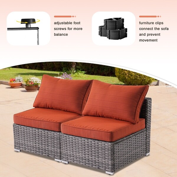 XIZZI Patio Furniture Set 6 Pieces Outdoor Sectional Rattan Sofa with Firepit