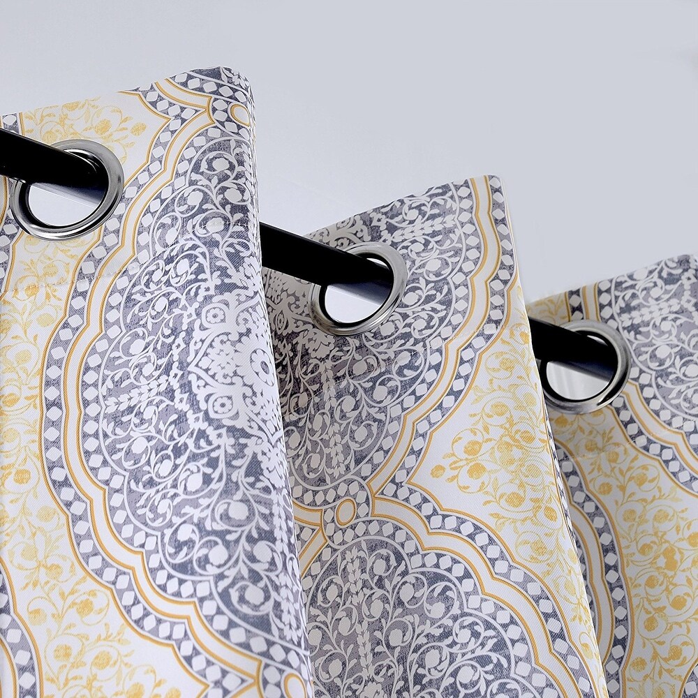 DriftAway Adrianne Pastel Damask Room Darkening Curtain Panel Pair