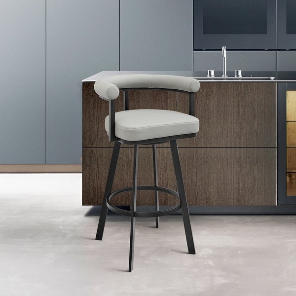 Nolagam Modern Swivel Bar/Counter Stool with Faux Leather and Metal