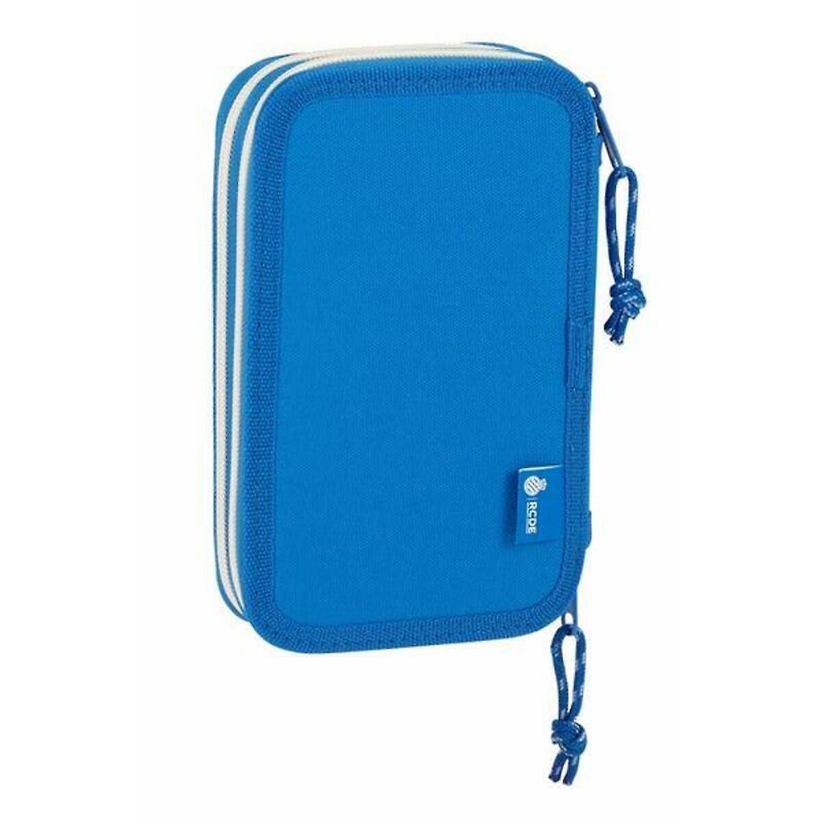 Double Pencil Case RCD Espanyol Blue White Sporting 28 Pieces 12.5 x 19.5 x 4 cm