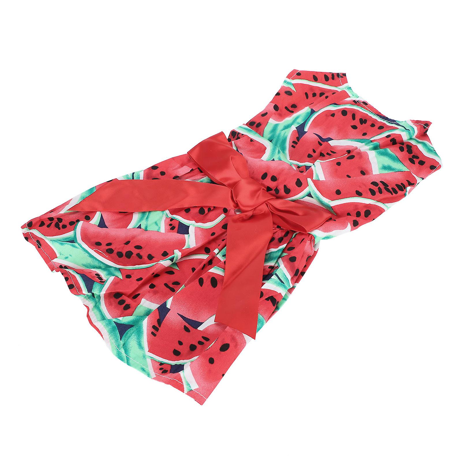 Pet Small Dog Polyester Clothes Soft Dress Costume Fruit Pattern Skirt For Summer Partywatermelon Red Xs