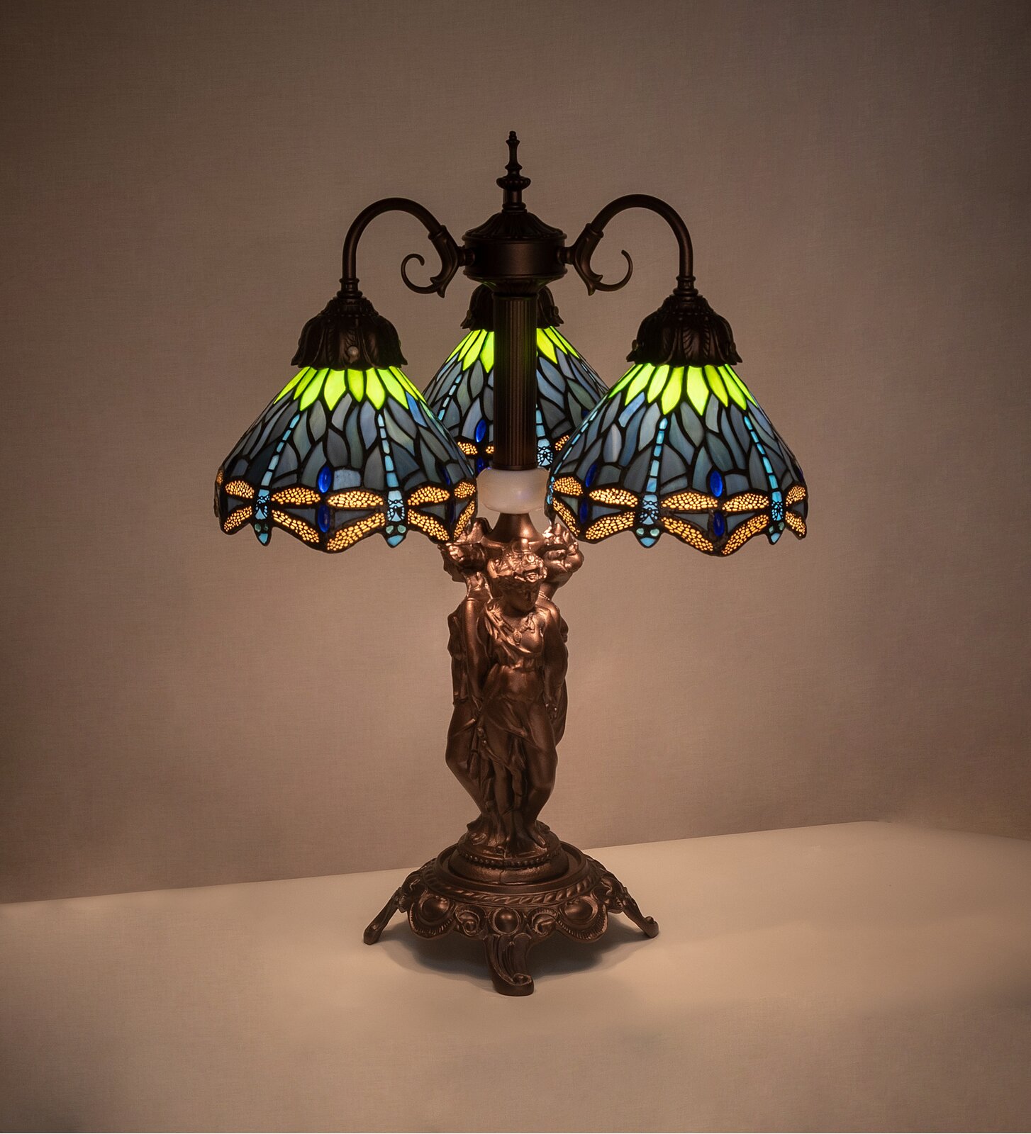 23'' Mahogany Bronze Arched Table Lamp