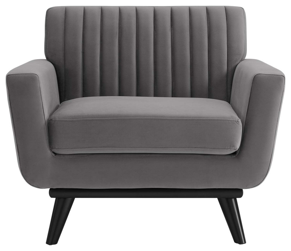 Engage Channel Tufted Performance Velvet Armchair   Midcentury   Armchairs And Accent Chairs   by ShopFreely  Houzz