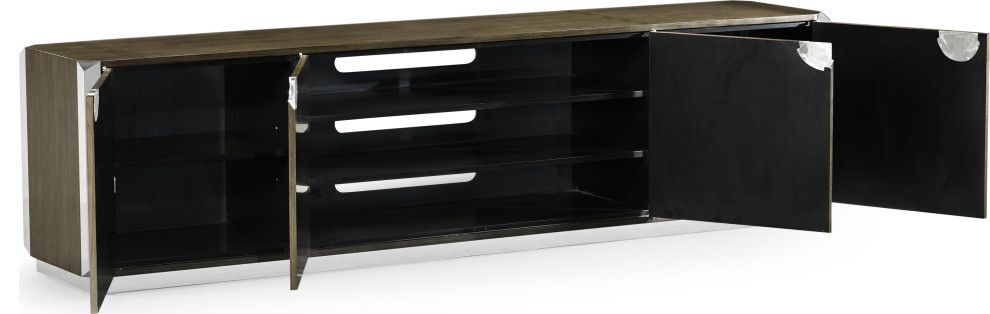 Gatsby Contemporary Art Deco  ampStainless Steel Entertainment Unit   Contemporary   Entertainment Centers And Tv Stands   by HedgeApple  Houzz