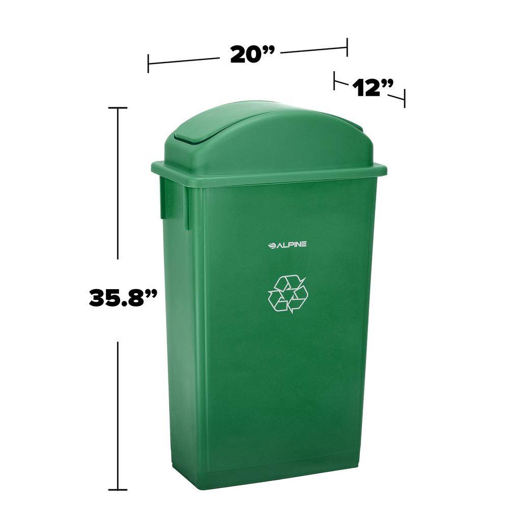 Alpine Industries 23 Gal. Green Plastic Commercial Slim Trash Can with Dome Lid (3-Pack) 4778-1-GRN-3