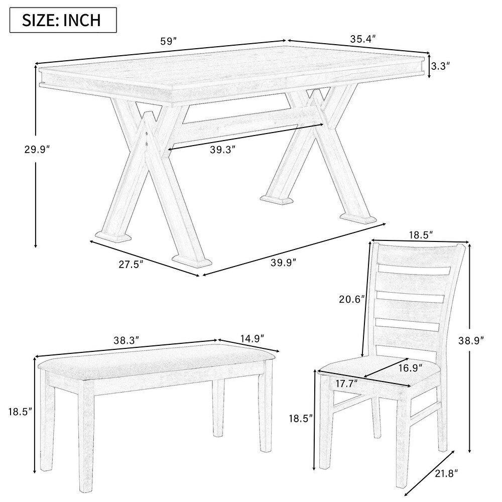 6 Piece Kitchen Dining Table Set  Retro 59\