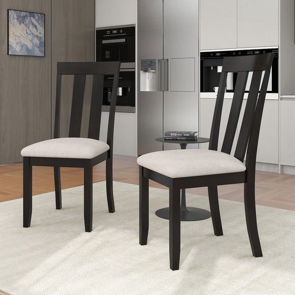 Set of 2 Dining Chairs Soft Fabric Dining Room Chairs with Seat Cushions and Curved Back for Kitchen