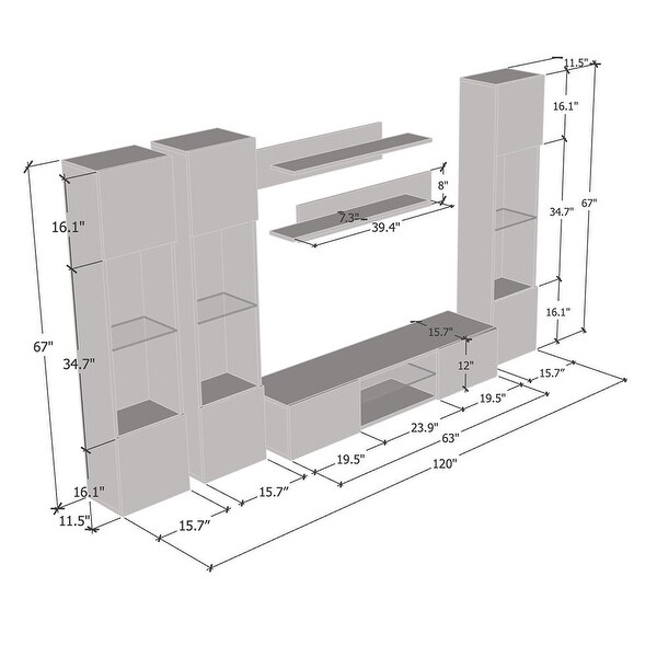 Fly CD3 33TV Wall Mounted Floating Modern Entertainment Center