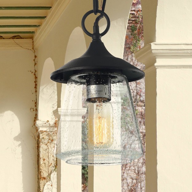 Metal glass Outdoor Pendant Light Black Lnc