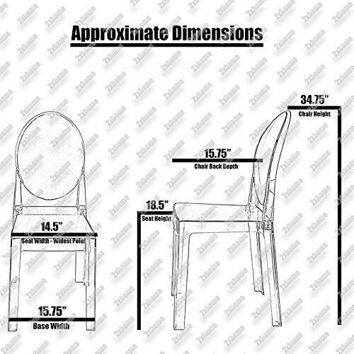 Set of 2 Acrylic Clear Transparent Armless Side Chairs Kitchen Plastic Armless Work Bedroom Outdoor Patio Hotel Restaurant