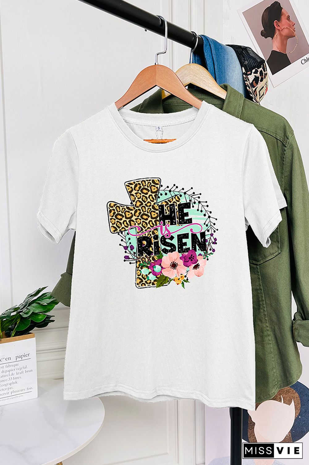 He Is Risen Easter Short Sleeve Graphic Tee Wholesale