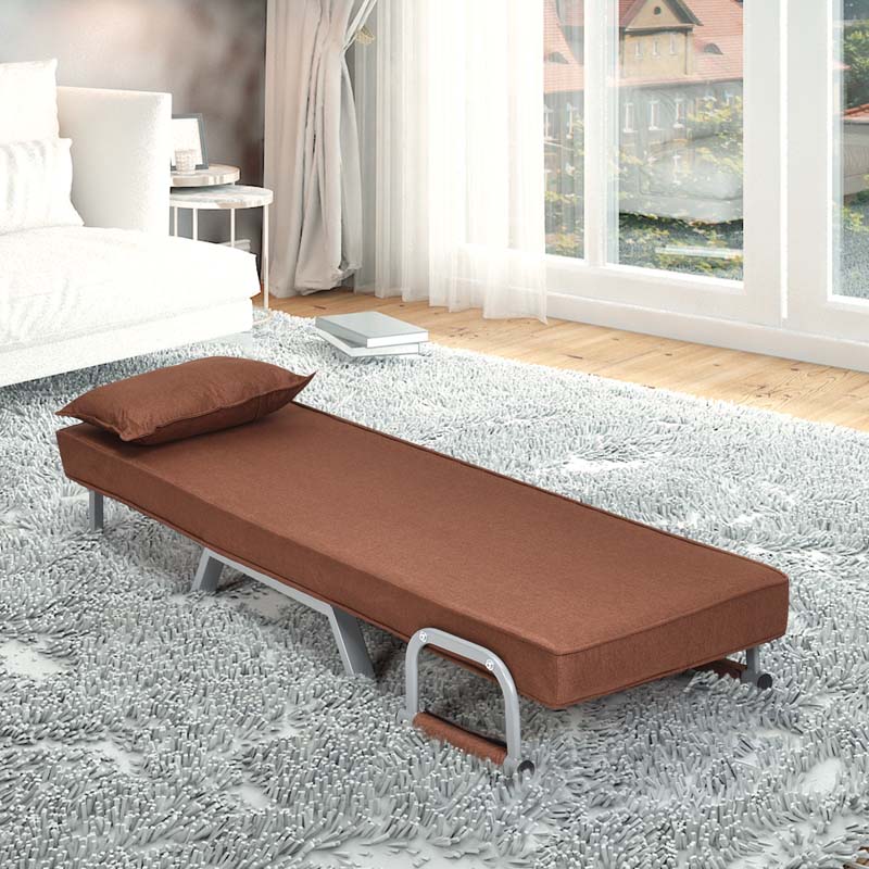 Folding Convertible Sofa Bed Sleeper Chair w/Pillow, 5-Position Armchair Chaise Lounge Couch