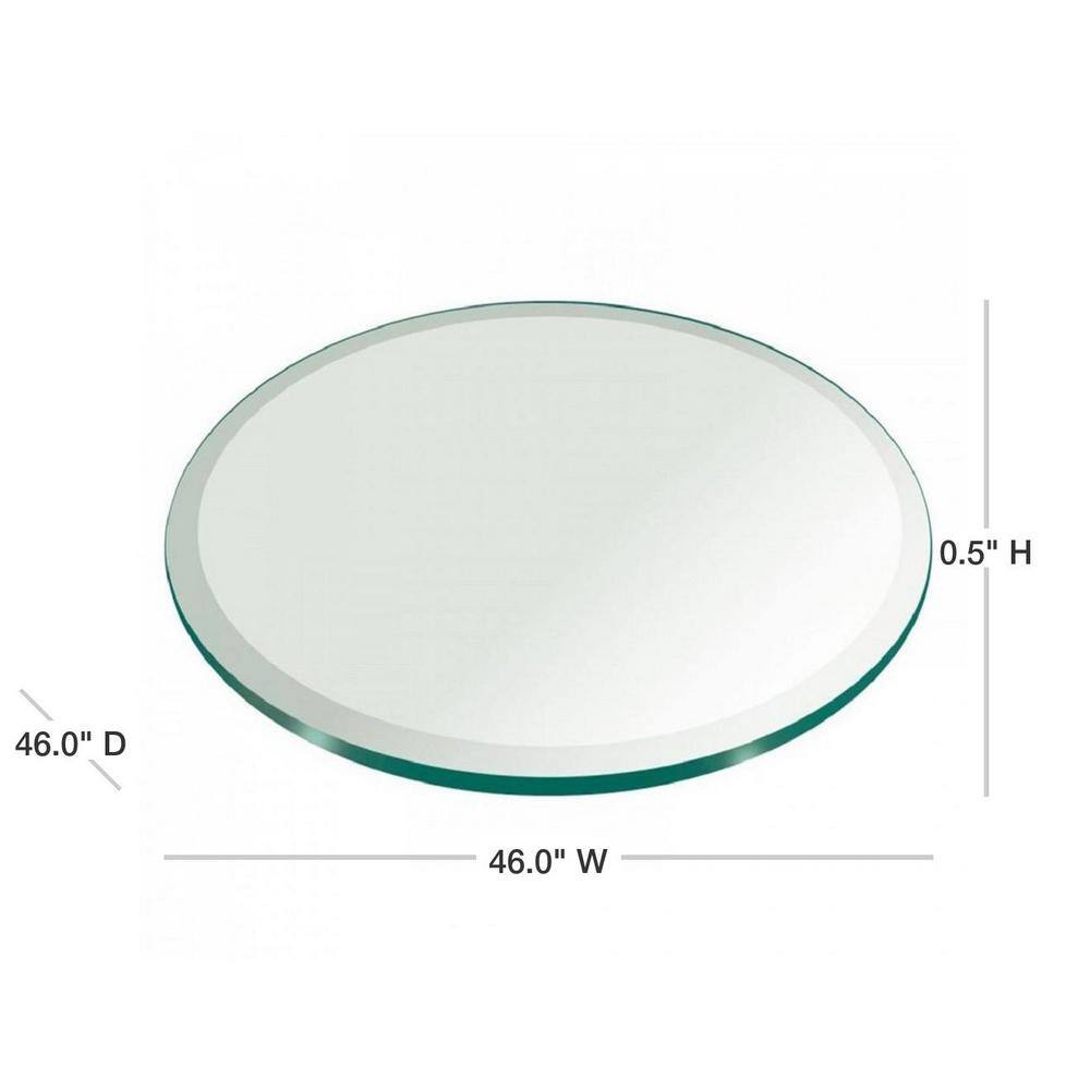 Fab Glass and Mirror 46 in. Clear Round Glass Table Top 12 in. Thickness Tempered Beveled Edge Polished 46RT12THBEAN