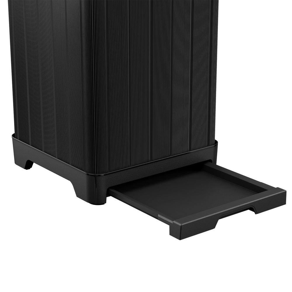 38 Gal. Trash Can with Lid and Drip Tray for Easy Cleaning-Perfect for Patios Kitchens Black PU7DX7LW2Z