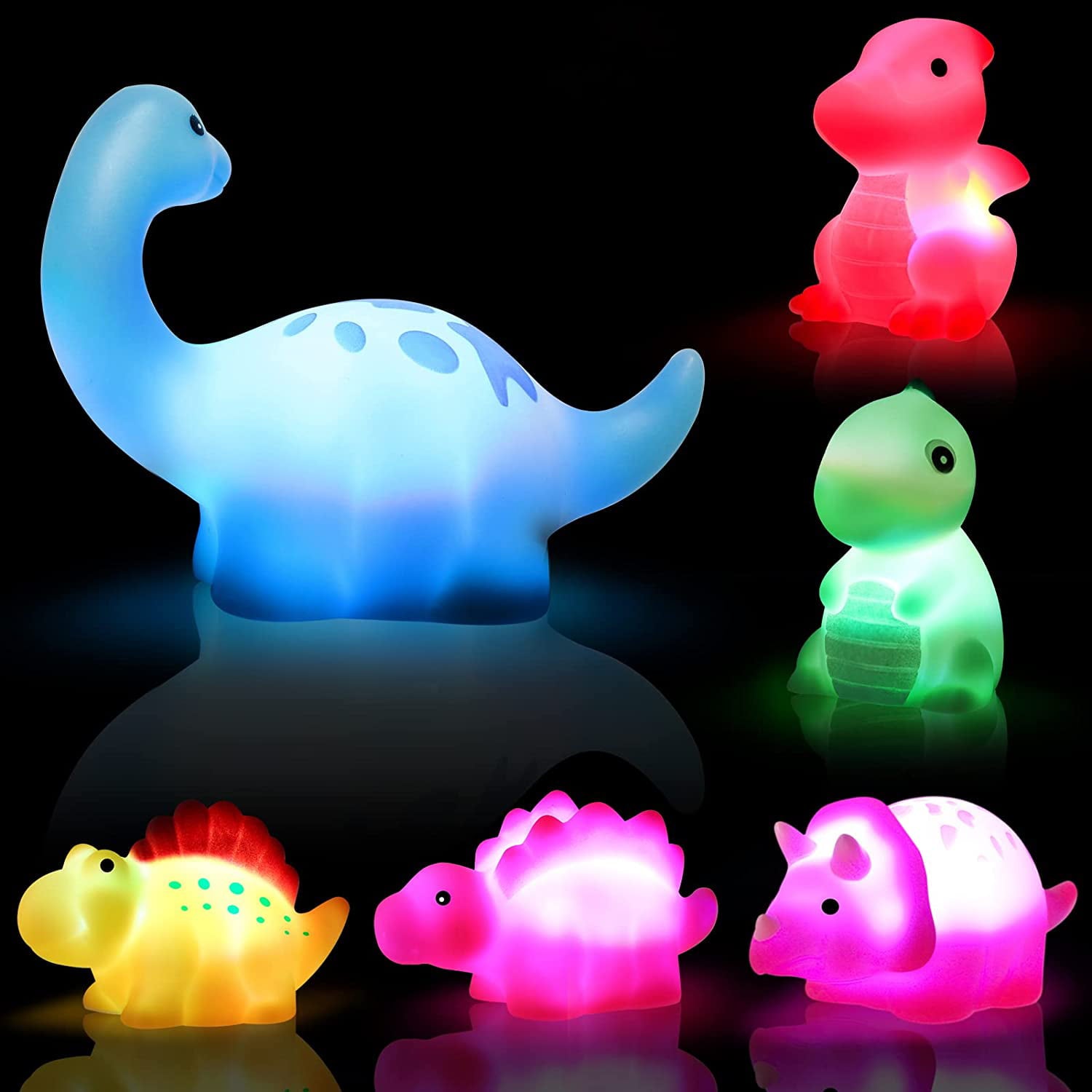 Bath Toys for Kids， Dinosaur Light-Up Floating Bath Toys for Toddler， Baby Bathtub Toys for Boys Girls， Ages 3 4 5 6 Year Old