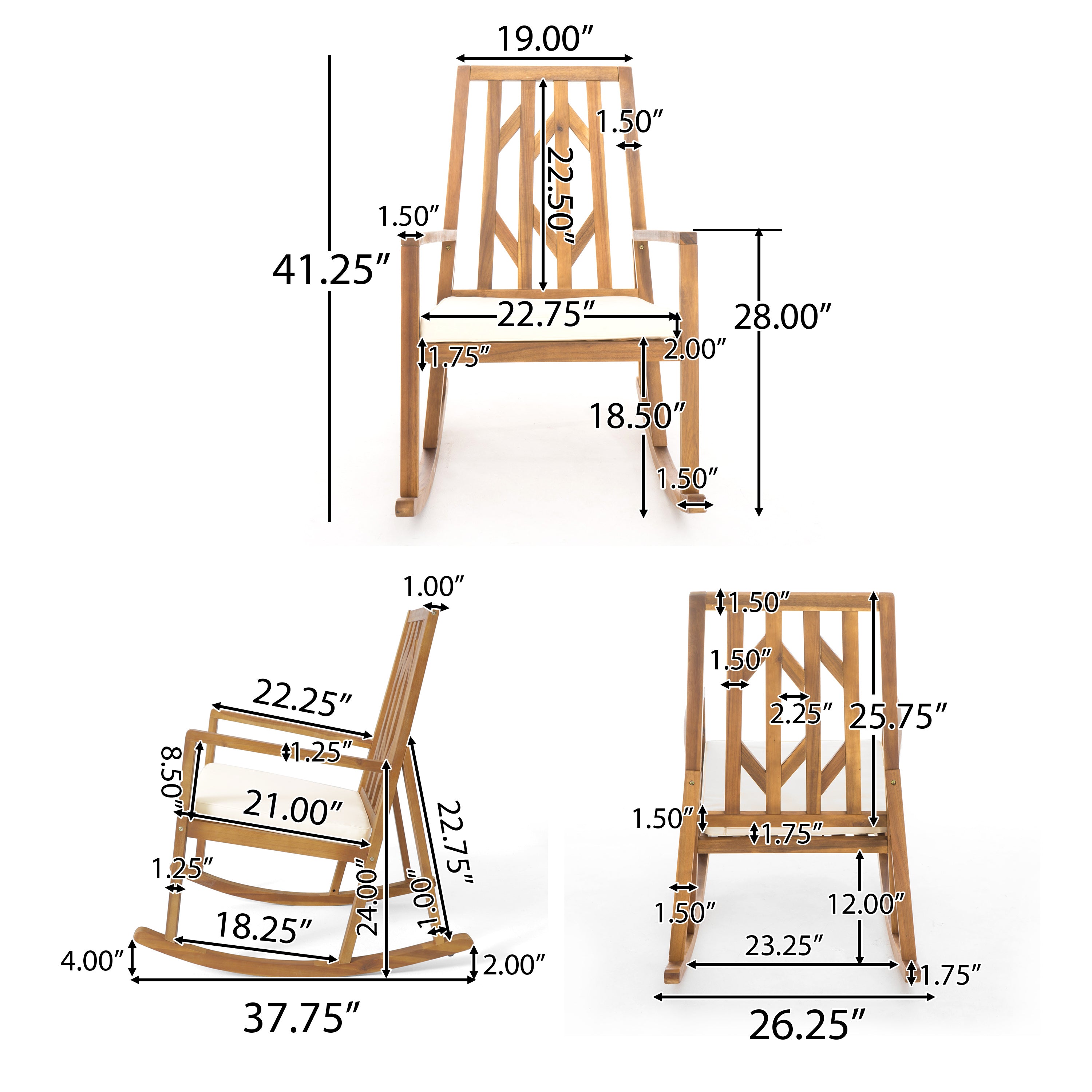 Monterey Outdoor Rocking Chair w/ Cushion