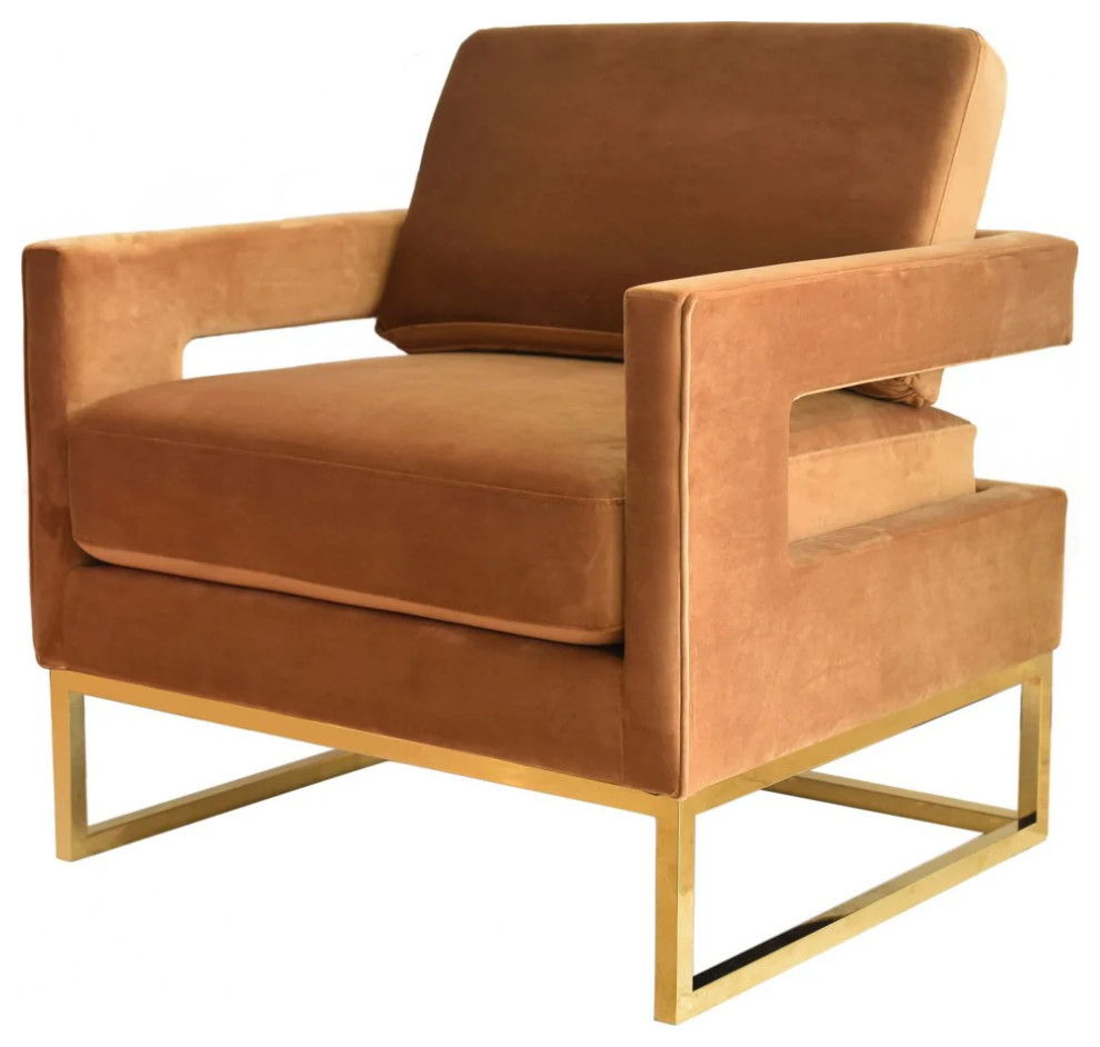 Tina Camel Velvet  ampGold Accent Chair   Contemporary   Armchairs And Accent Chairs   by V.S.D Furniture  Houzz