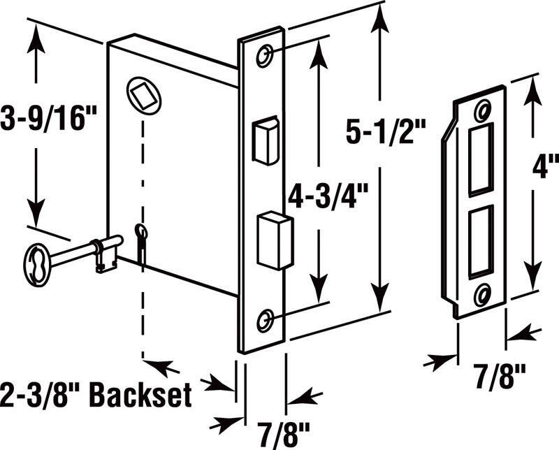 Prime-Line Security Bright Brass Mortise Replacement Lock Assembly 1-3/4 in.