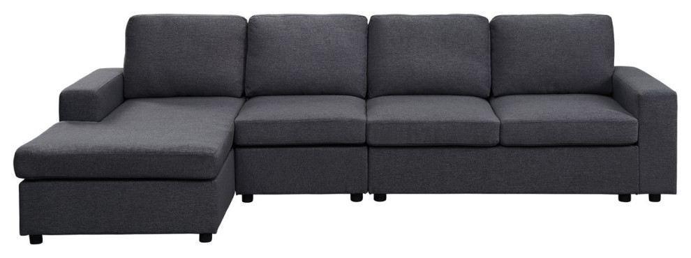 Bailey Sofa With Reversible Chaise  Linen   Transitional   Sectional Sofas   by Lilola Home  Houzz