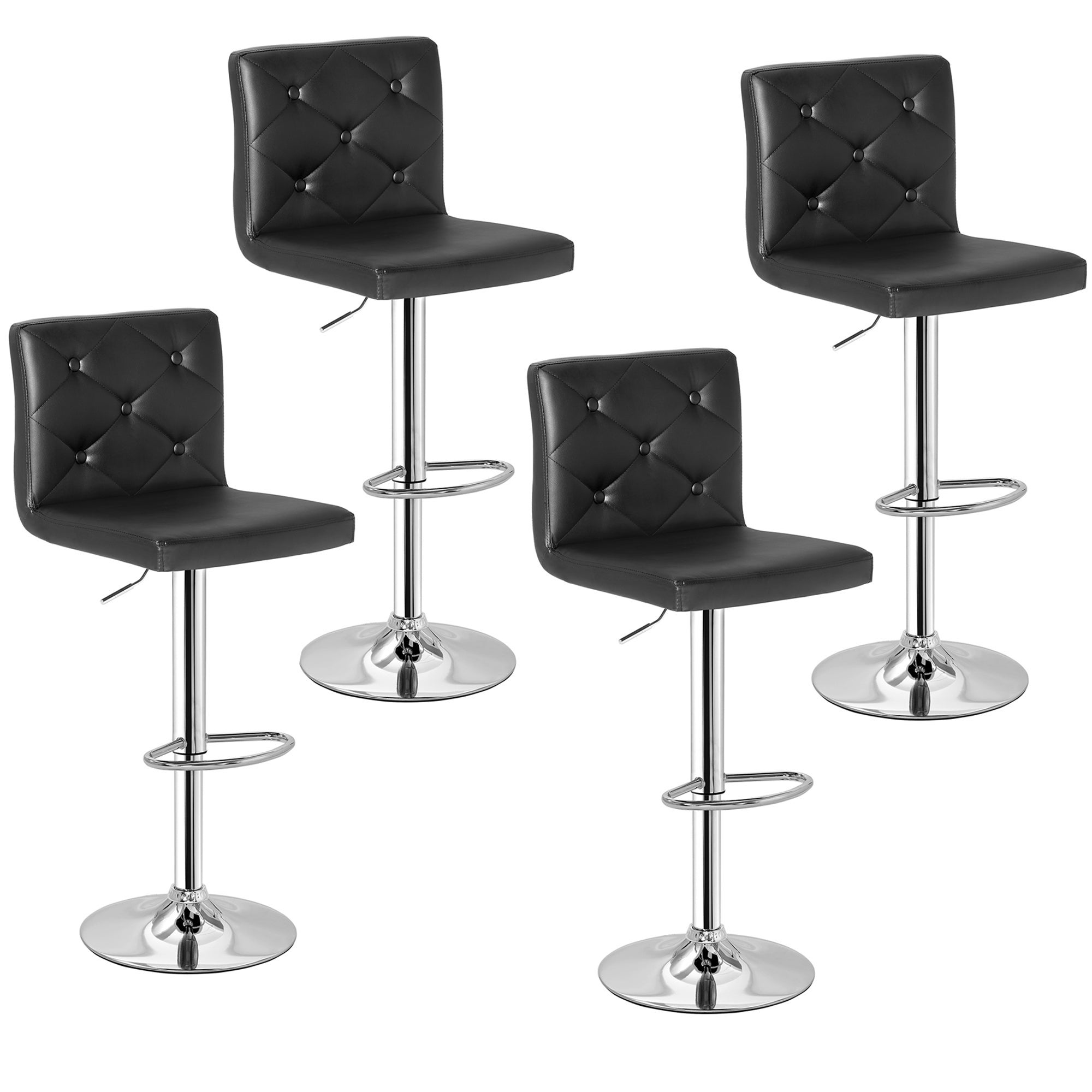 Javlergo Set of 4 Bar Stools Adjustable Swivel Counter Height Barstools with Back