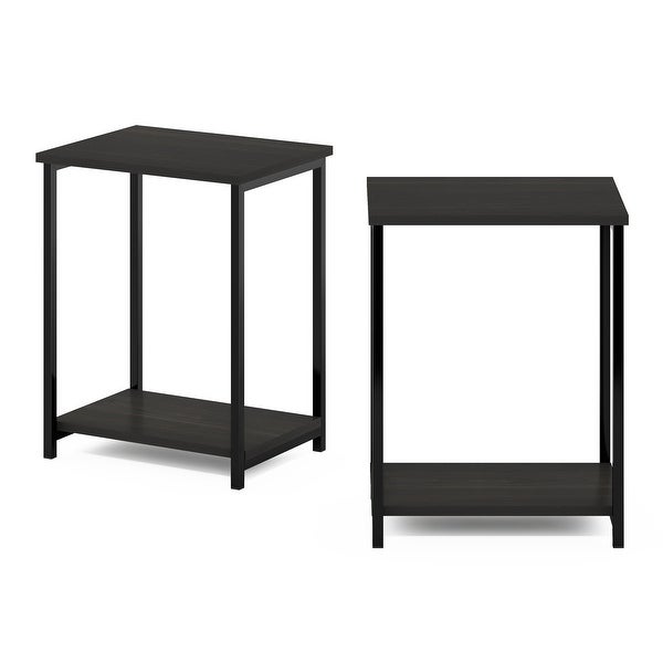 Furinno Simplistic Industrial Metal Frame End Table， 2-Pack， Espresso